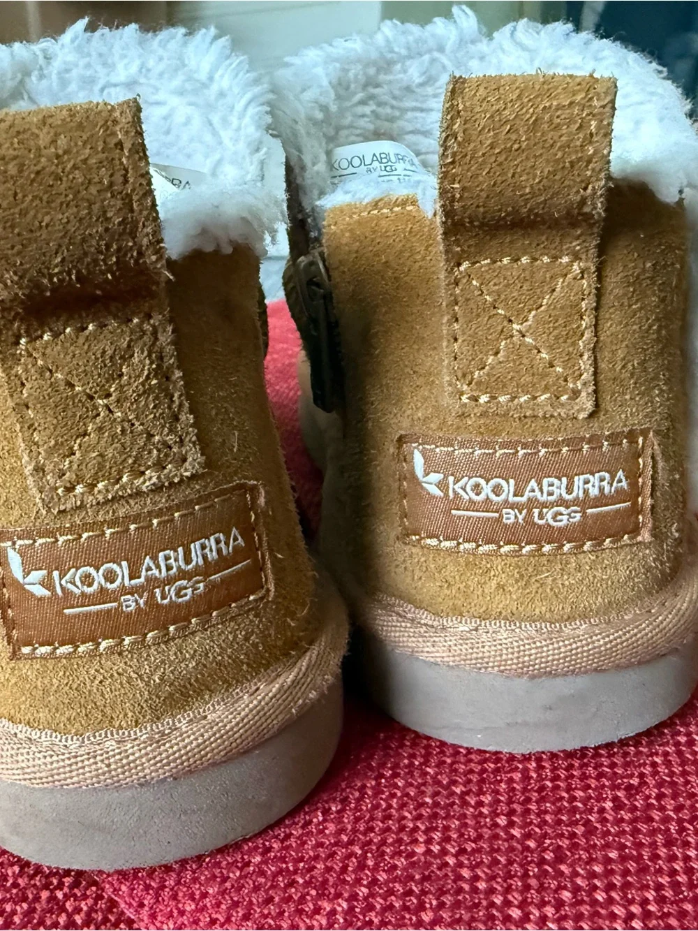 Koolaburra Kids Tan Faux-Shearling Slip-On Slipper Boots